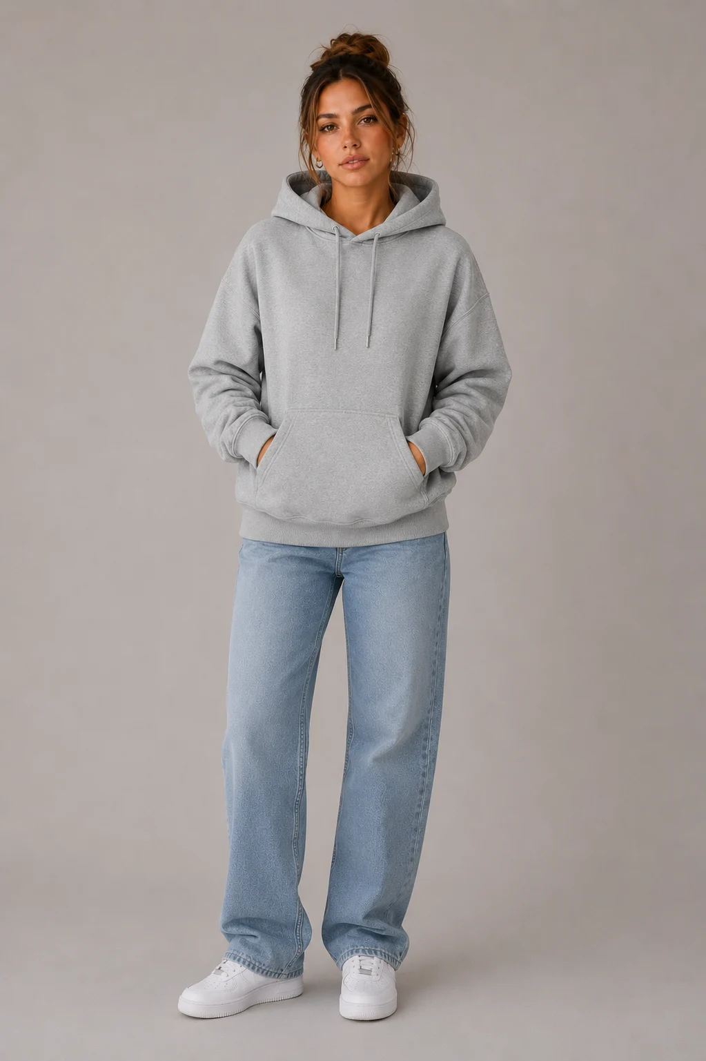 Premium Pullover Heather Grey Hoodie Wholesale - Image 4