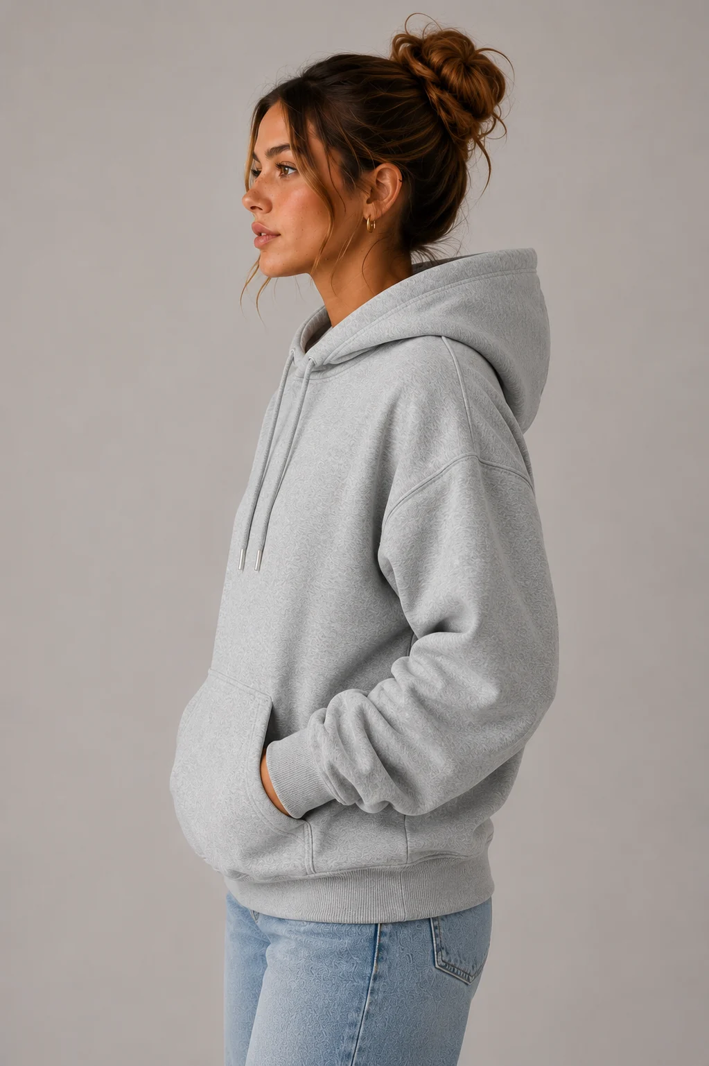 Premium Pullover Heather Grey Hoodie Wholesale - Image 2