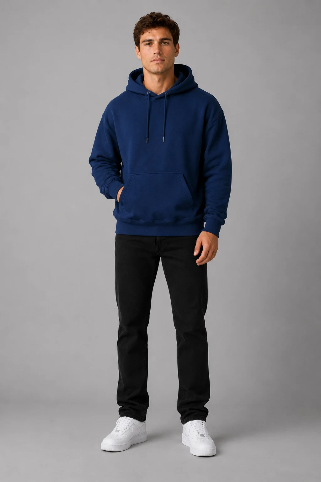 Premium Pullover Navy Hoodie Wholesale - Image 4