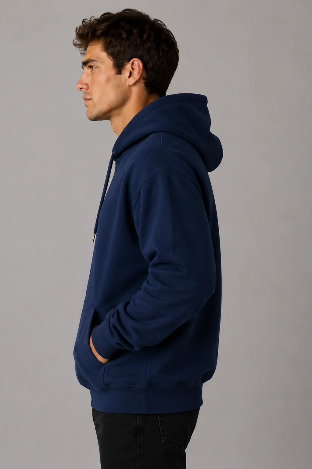 Premium Pullover Navy Hoodie Wholesale - Image 2